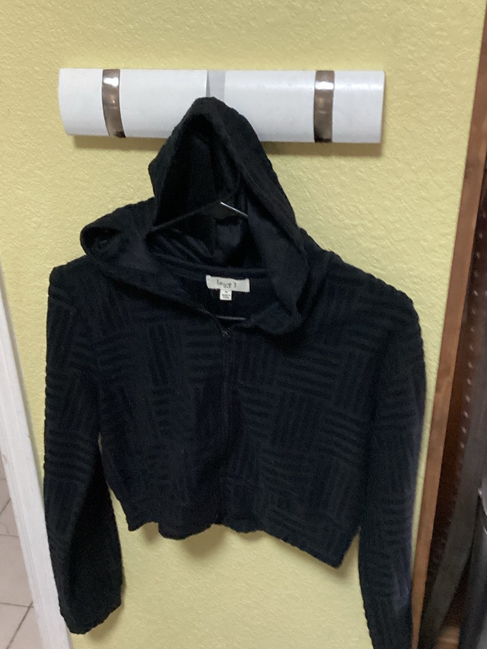 love J Black Cropped Hooded Sweater